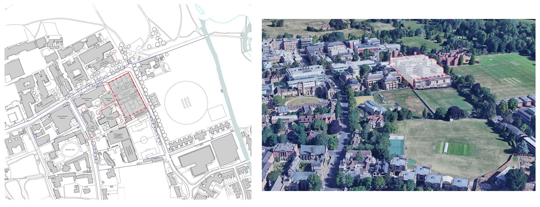 Image showing the Life and Mind Building site location on South Parks Road within the University's Science area.